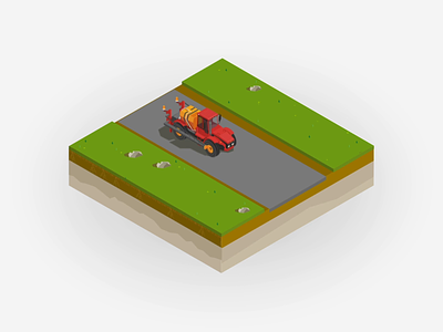 Route optimization animation ag ag retail agriculture animation corn field farm field isometric motion design optimization route sprayer tractor vector