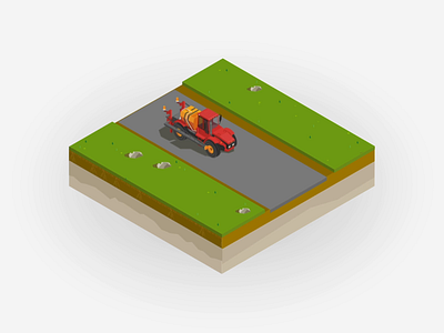 Route optimization animation ag ag retail agriculture animation corn field farm field isometric motion design optimization route sprayer tractor vector