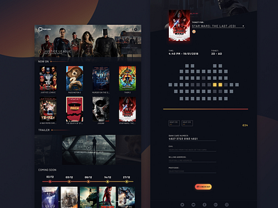 Cinema ticket marketplace - web design app cinema design illustration photoshop responsive design ticket booking ui ux web design webapp