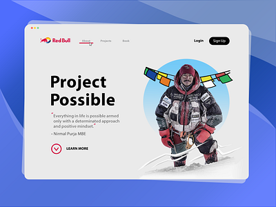 Webpage hero header conceptual design landing page climbing concept creative direction design digital art mountain nimsdai photoshop sherpa ui webpage website