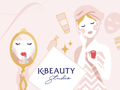 KBeauty Studio art direction branding classic clean cosmetics identity design logo makeup skincare