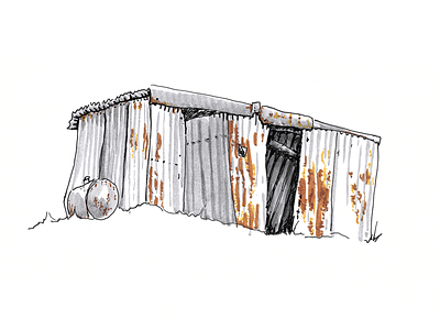 An Empty Tin Shed architecture artist artistic artwork australia brush pen bush country design drawing empty illustration illustrator outback print shed tin tin shed watercolor