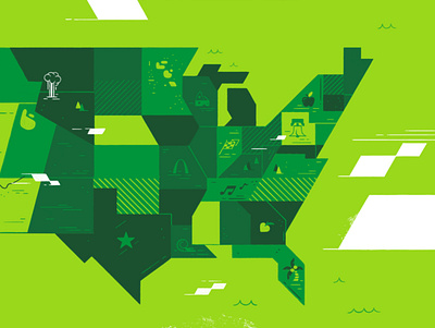 USA Map Styleframe abstract design flat fun icon iconographic illustration logo ui world