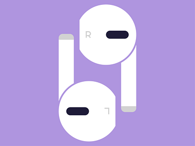 pods abstract airpods design earphones flat fun gray icon iconographic illustration minimal purple typography vector