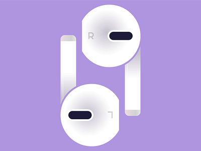 right+left abstract airpods design earphones flat headphones icon iconographic illustration purple texture typography vector
