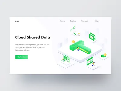 Cloud shared data 2.5d app design illustration typography ui ux 图标 设计