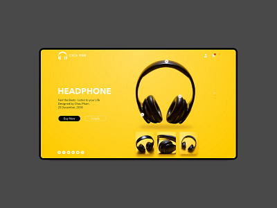 HeadPhone Landing Page black choupham shot shots ui ux ui ux design yellow