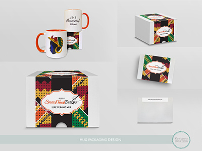 Packaging Design african bright green kente mugs orange packaging pattern yellow