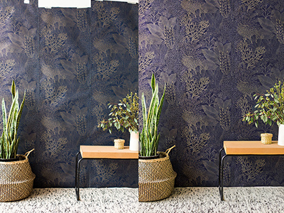 Photo Retouching - before & after interiors retouching smoothing wallpaper