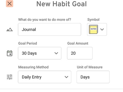 New Habit Form app design ui