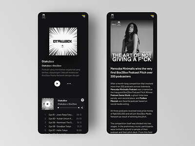 Redesign Podcast Website - Box2Box articles black clean dailyui dark theme detail page grey interaction design mobile music playlists podcast responsive spotify ui ux web design yellow