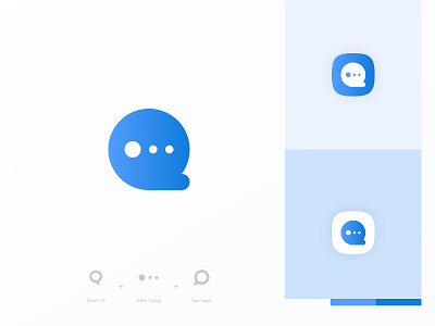 Logo Ideas app design application blue bubble chat clean combined design gradation icon logo mobile app q letter question simple vector