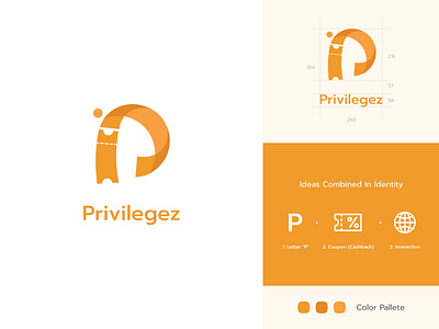 Privilegez logo branding cashback clean coupons identity illustration interaction logo p letter