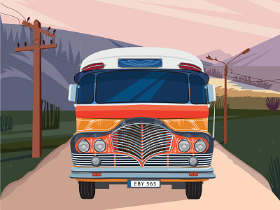 A Local Bus bus creative design illustration natural nature