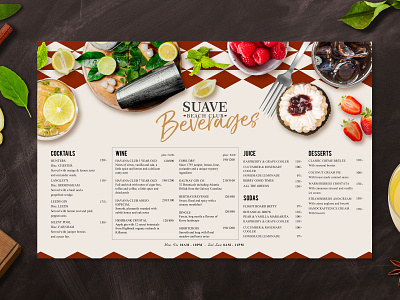 SUAVE BEACH CLUB - MenuCard beach house brand identity branding creative design design food food design minimal vector