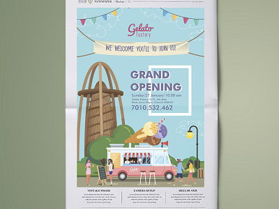 Gelato Factory advertisement advertising branding design food food design gelato ice cream illustration minimal typography vector