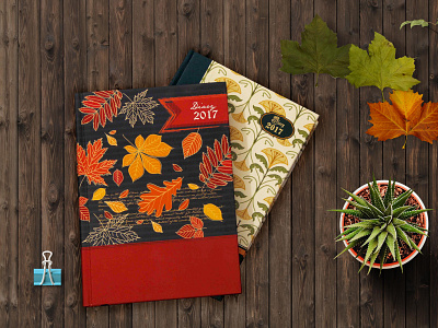 Diary Cover autumn autumn leaves creative design floral flowers illustration minimal notebook typography vector