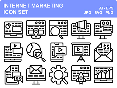 Internet Marketing application business computer finance icon icon set iconset information internet laptop marketing news