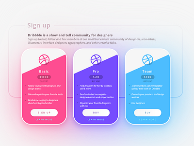 Price Plan / Signup UI