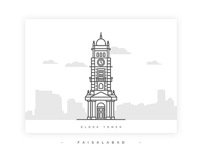 Clock Tower Faisalabad building clock faisalabad illustration landmark lineart monument pakistan punjab tower vector