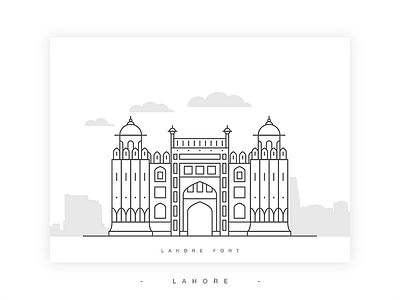 Lahore Fort Illustration building fort illustration lahore landmark lineart pakistan punjab shahi qila vector