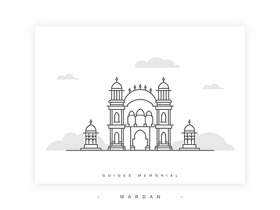 Guides Memorial Illustration building dribbble guides illustration kpk landmark line art mardan memorial pakistan vector