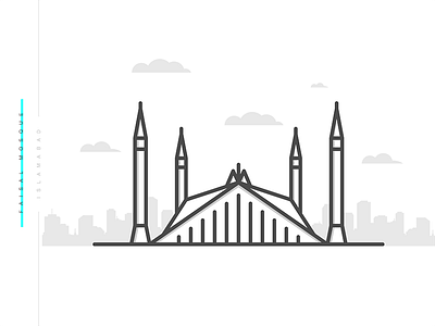Faisal Masjid | Minimal building design designer faisal graphic design illustration islamabad landmark lineart masjid mosque pakistan