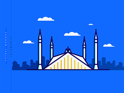 Faisal Mosque | Minimal 06 building design designer faisal graphic design illustration islamabad landmark masjid mosque pakistan vector