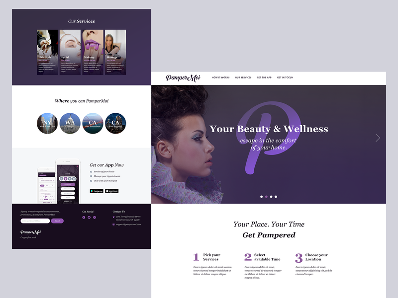 Beauty Services | Landing Page app app landing page beauty daily 100 daily ui design download app feminine design home landing page parlor salon services template ui ux website