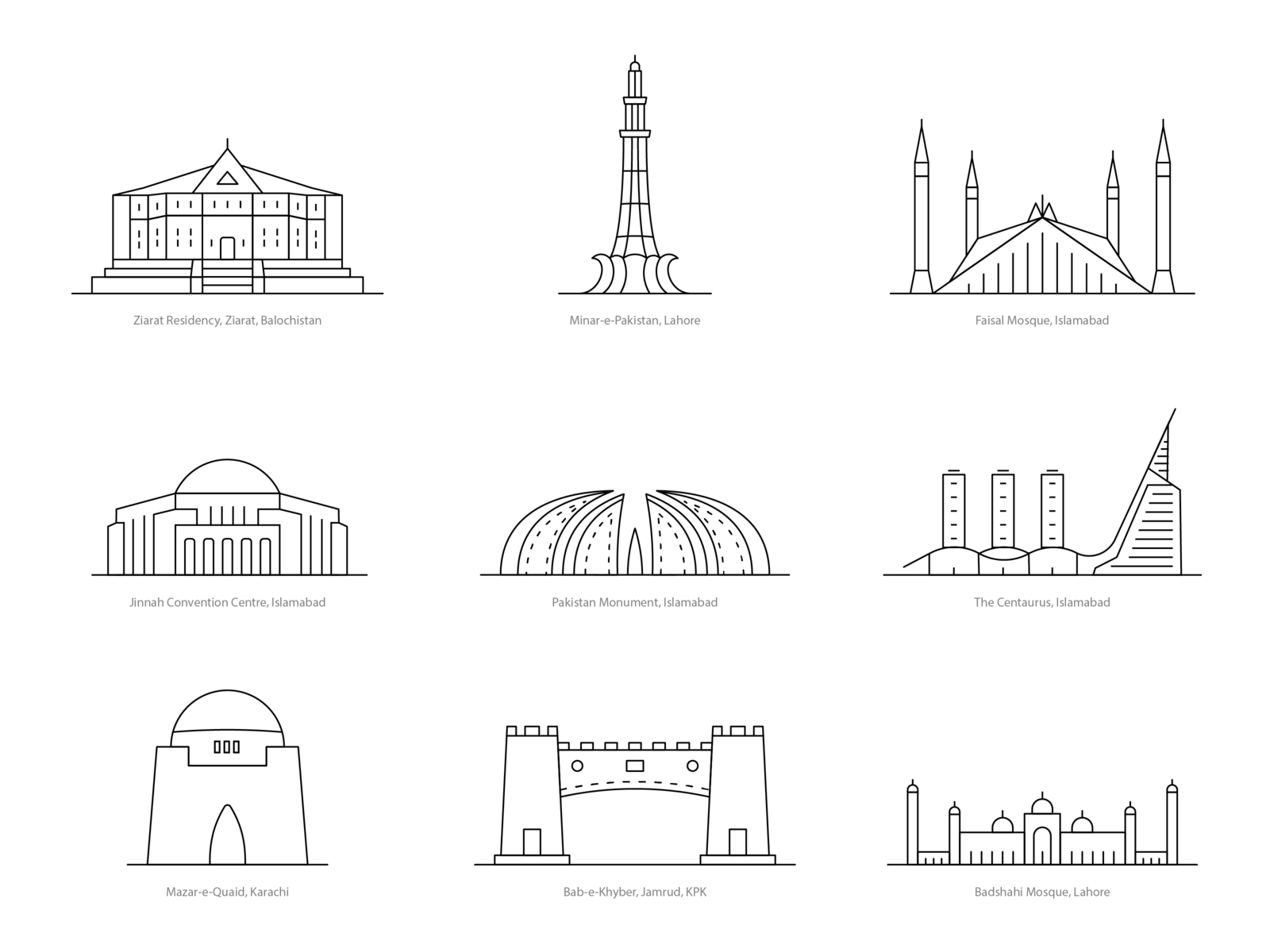 landmarks-pakistan-free-by-burhan-khawaja-on-dribbble