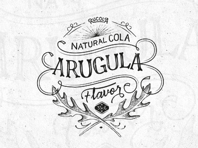 Arugula Cola arugula drink label lettering script