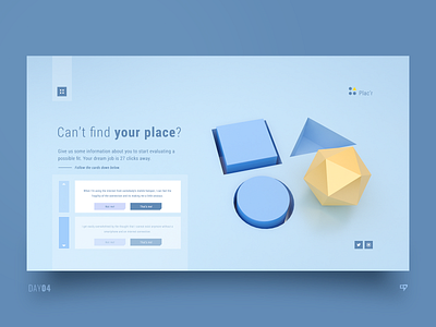 UI Exploration - Can't Find Your Place 3drender cinema4d concept dailyui design emm hr human human resources inspiration interface ui web