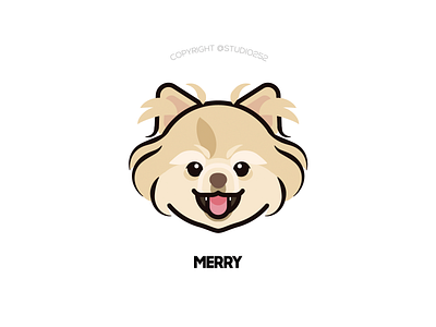 Merry the pomeranian artwork character dog icon illustration logo puppy vector
