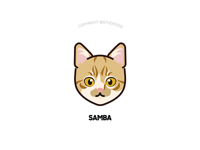 Samba the cat artwork cat character icon illustration logo vector