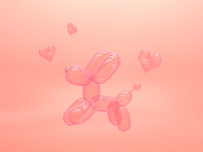 Pink balloons 3d 3dworks artwork c4d character cinema4d dog motion puppy