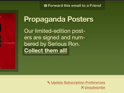 Green with propaganda chameleon email gradient green greenish helvetica helvetica neue mailchimp opacity pattern red rgba template text shadow texture