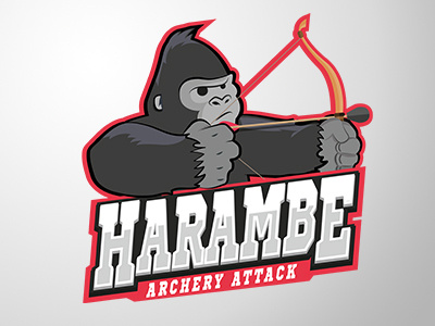 Harambe Logo - Archery Attack Team archery design gorilla harambe logo sports team vector