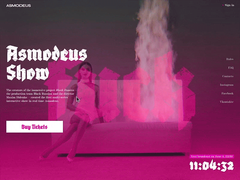 Experimental Online Show web promo concept fear fuck promo web background video ui typography pink motion interaction colors animation