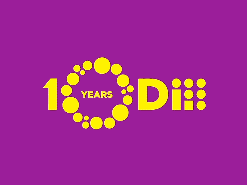 Digitalizm 10 Year Anniversary animation anniversary celebrating circles design identity logo motion video violet yellow