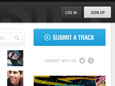 Submit Track buttons login minimal sign up simple submit track