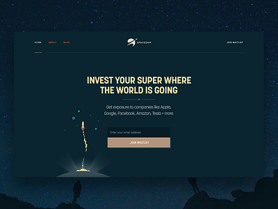 Proud to Launch Spaceship.com.au New Brand! art deco arty brand dark homepage landing page prelaunch spaceship ui ux