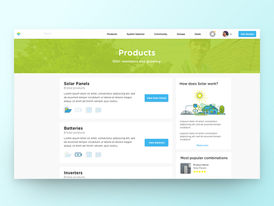 Products Index Page buy cart clean ecommerce green minimal online store products shop solar ui ux