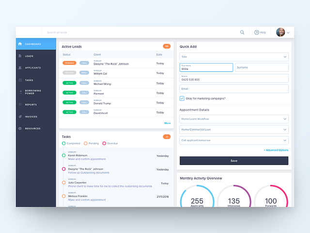 Dashboard - Work in Progress by Michael Wong on Dribbble