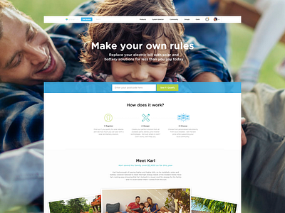 Solar Homepage blue brochure clean cta heading homepage how it works marketplace minimal solar ui