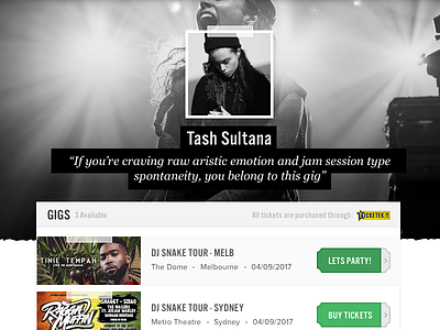 [WIP] Live Gigs Platform concert dance djs event gigs live music performances ticketing tickets ui user experience