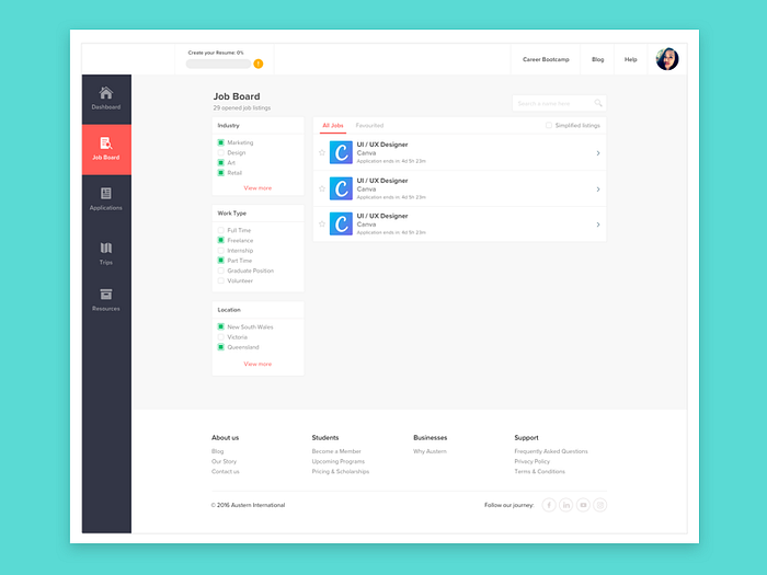 Job Board by Michael Wong on Dribbble