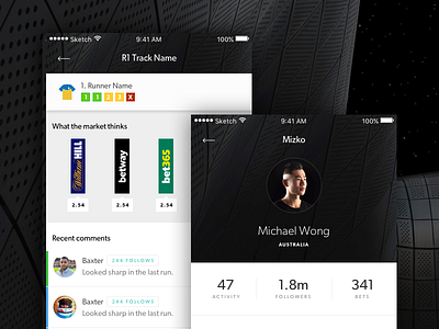 App Preview 002 app black book dashboard follow high end sleek social network sports track