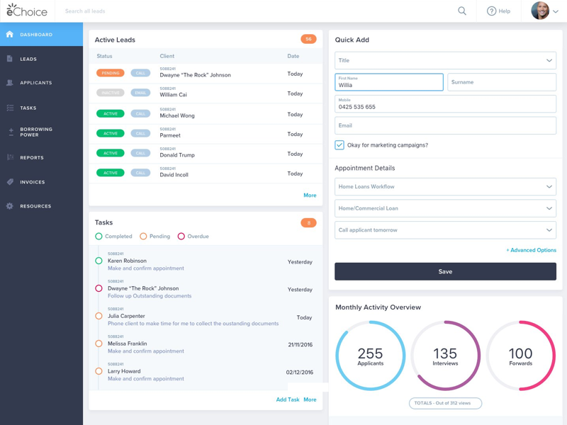 eChoice Dashboard by Michael Wong on Dribbble