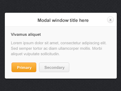 Modal grey modal orange ui user interface