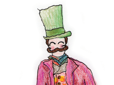 Crooked Man 1840s fashion childrens book green moustache nondominant hand pink red